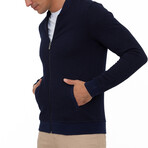 Bologna College Collar Zip Up Sweatshirt // Navy (S)