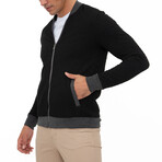 Napoli College Collar Zip Up Sweatshirt // Black (2XL)