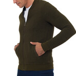 Islandia College Collar Zip Up Sweatshirt // Olive (S)