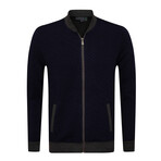Napoli College Collar Zip Up Sweatshirt // Navy (2XL)