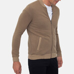 Islandia College Collar Zip Up Sweatshirt // Stone (M)
