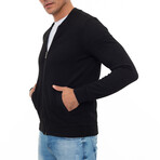 Bologna College Collar Zip Up Sweatshirt // Black (XL)