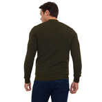 Islandia College Collar Zip Up Sweatshirt // Olive (L)