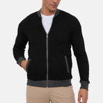 Napoli College Collar Zip Up Sweatshirt // Black (XL)