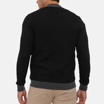 Napoli College Collar Zip Up Sweatshirt // Black (XL)
