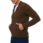 Islandia College Collar Zip Up Sweatshirt // Camel (M)