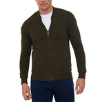 Islandia College Collar Zip Up Sweatshirt // Olive (XL)
