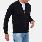 Bologna College Collar Zip Up Sweatshirt // Black (S)
