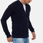 Bronks College Collar Zip Up Sweatshirt // Navy (XL)