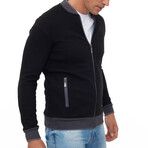 Genova College Collar Zip Up Sweatshirt // Black (XL)