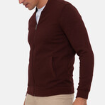 Bologna College Collar Zip Up Sweatshirt // Bordeaux (XL)