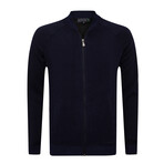 Bronks College Collar Zip Up Sweatshirt // Navy (XL)