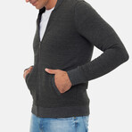 Islandia College Collar Zip Up Sweatshirt // Anthracite (XL)