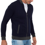 Napoli College Collar Zip Up Sweatshirt // Navy (XL)
