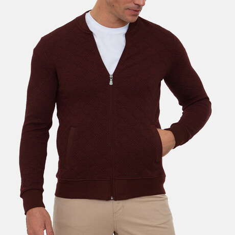 Brescia College Collar Zip Up Sweatshirt // Bordeaux (S)