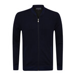 Bologna College Collar Zip Up Sweatshirt // Navy (2XL)