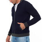 Napoli College Collar Zip Up Sweatshirt // Navy (M)