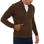 Islandia College Collar Zip Up Sweatshirt // Camel (S)