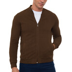 Islandia College Collar Zip Up Sweatshirt // Camel (L)