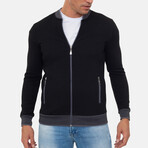 Genova College Collar Zip Up Sweatshirt // Black (M)