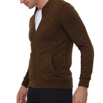 Brescia College Collar Zip Up Sweatshirt // Camel (S)