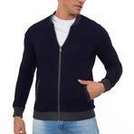 Napoli College Collar Zip Up Sweatshirt // Navy (M)