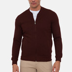 Bologna College Collar Zip Up Sweatshirt // Bordeaux (XL)