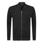 Bologna College Collar Zip Up Sweatshirt // Anthracite (M)