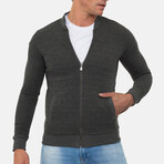 Islandia College Collar Zip Up Sweatshirt // Anthracite (L)
