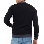 Genova College Collar Zip Up Sweatshirt // Black (L)