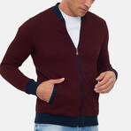 Napoli College Collar Zip Up Sweatshirt // Bordeaux (M)