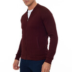 Bronks College Collar Zip Up Sweatshirt // Bordeaux (XL)