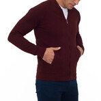 Bronks College Collar Zip Up Sweatshirt // Bordeaux (M)