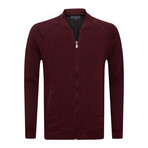 Bronks College Collar Zip Up Sweatshirt // Bordeaux (2XL)