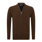 Islandia College Collar Zip Up Sweatshirt // Camel (XL)