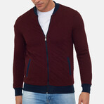 Napoli College Collar Zip Up Sweatshirt // Bordeaux (2XL)