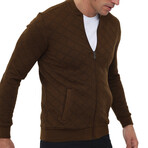 Brescia College Collar Zip Up Sweatshirt // Camel (S)