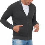 Islandia College Collar Zip Up Sweatshirt // Anthracite (S)