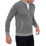 Bologna College Collar Zip Up Sweatshirt // Gray (S)