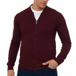 Bronks College Collar Zip Up Sweatshirt // Bordeaux (L)