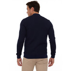 Bologna College Collar Zip Up Sweatshirt // Navy (L)