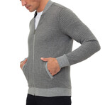 Bologna College Collar Zip Up Sweatshirt // Gray (S)