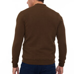Islandia College Collar Zip Up Sweatshirt // Camel (M)