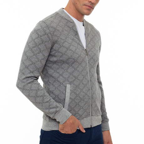 Brescia College Collar Zip Up Sweatshirt // Gray (S)