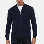 Islandia College Collar Zip Up Sweatshirt // Navy (L)