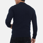 Islandia College Collar Zip Up Sweatshirt // Navy (L)