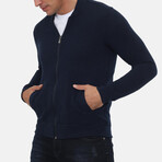 Islandia College Collar Zip Up Sweatshirt // Navy (M)