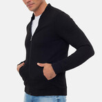 Islandia College Collar Zip Up Sweatshirt // Black (M)