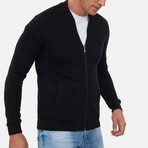 Islandia College Collar Zip Up Sweatshirt // Black (S)