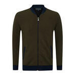 Napoli College Collar Zip Up Sweatshirt // Olive (2XL)